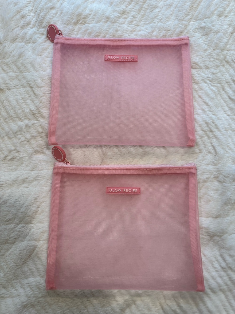 Glow Recipe Pastel Pink Mesh Cosmetic Pouch Duo
